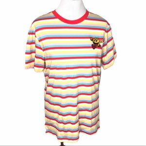 PAC-MAN Rainbow Striped T-Shirt Red, Yellow, Medium